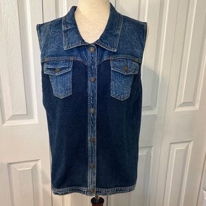 PBJ Blues Denim & Knit Best Women’s Size XL Blue Snap Front